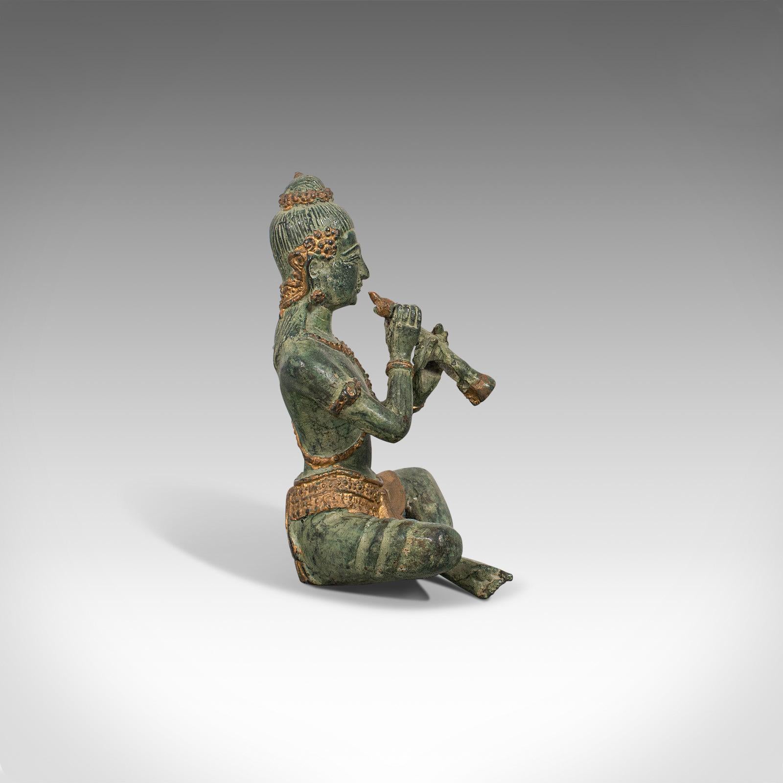 19th Century Antique Decorative Figure, Oriental, Bronze, Statue, Study, Musician, circa 1900 For Sale