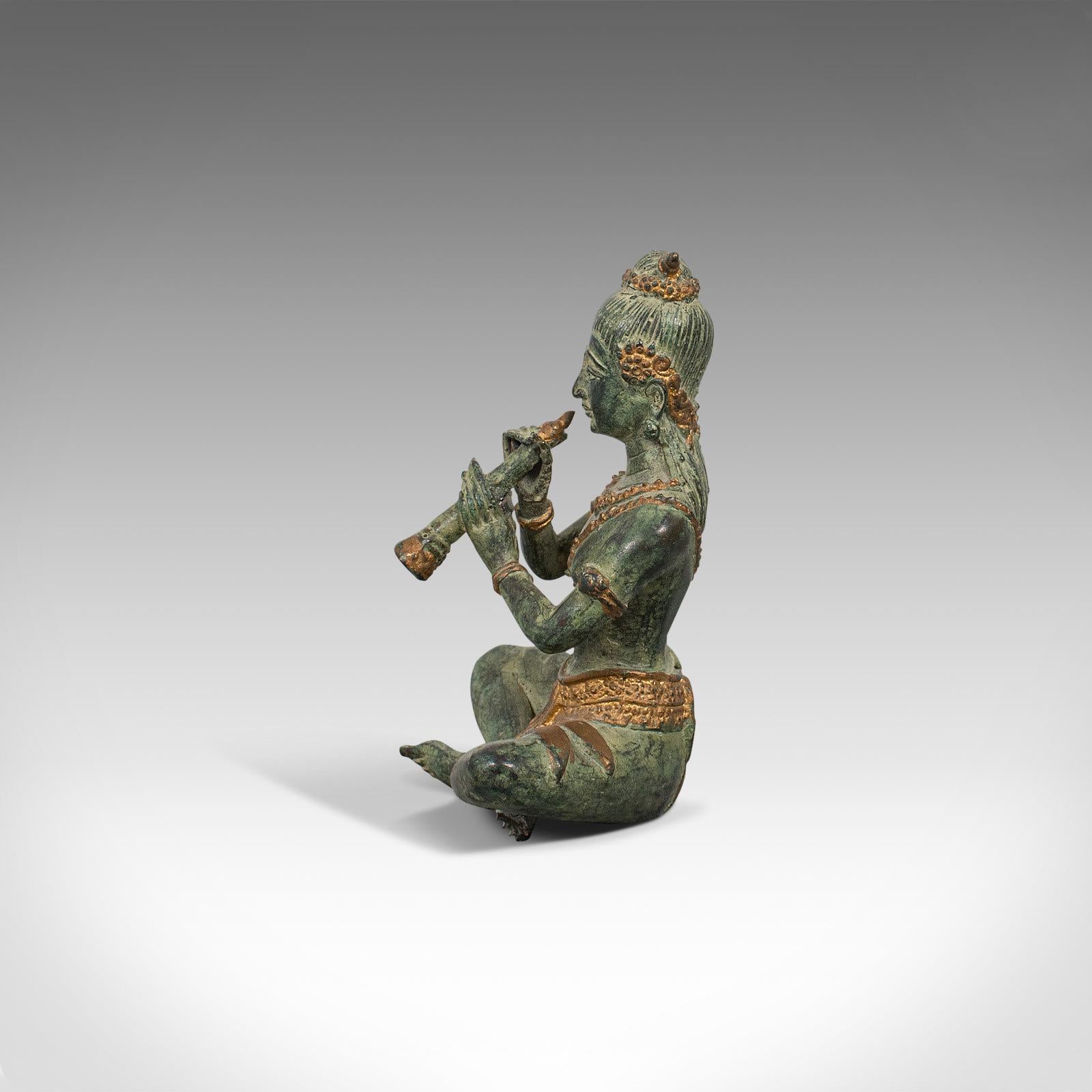 Antique Decorative Figure, Oriental, Bronze, Statue, Study, Musician, circa 1900 For Sale 1