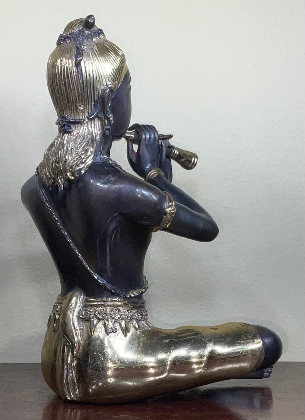 20th Century Antique Decorative Figure, Oriental, Bronze, Statue, Study, Musician, circa 1900 For Sale