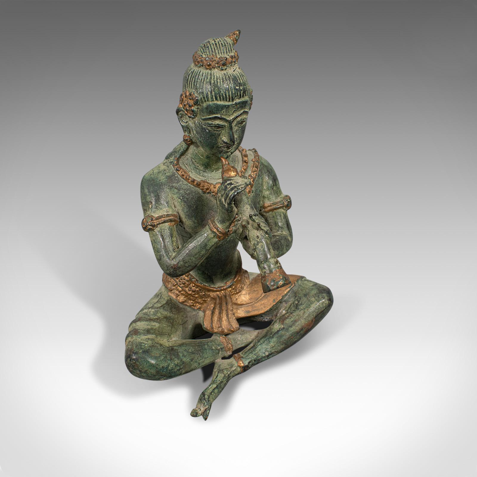 Antique Decorative Figure, Oriental, Bronze, Statue, Study, Musician, circa 1900 For Sale 3