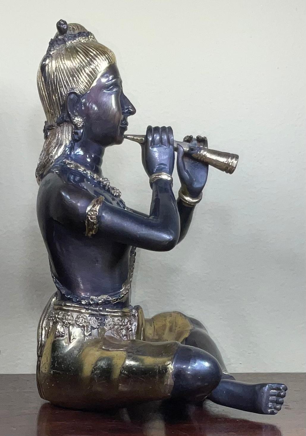 Antike dekorative Figur, orientalisch, Bronze, Statue, Studie, Musiker, um 1900 im Angebot 1