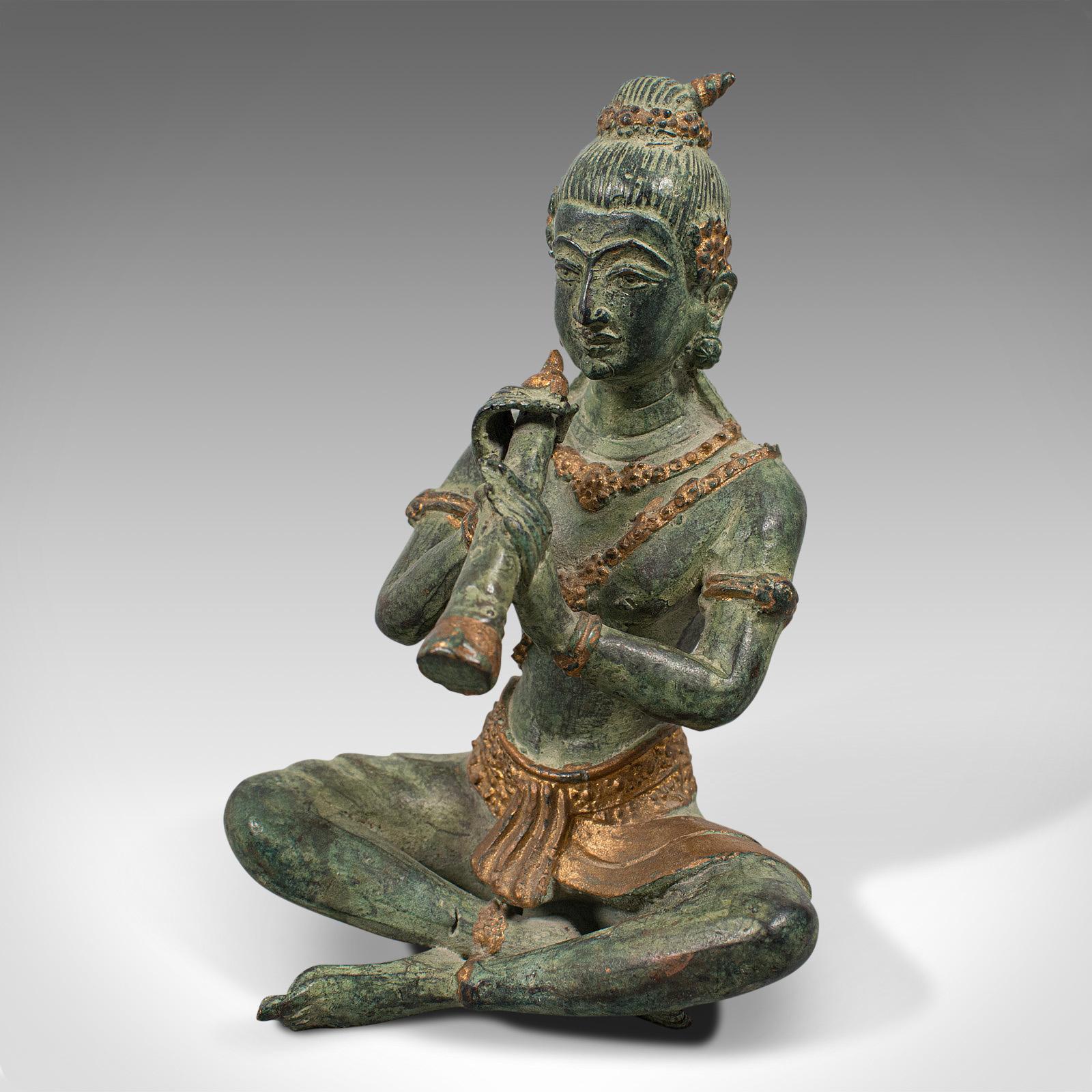 Antique Decorative Figure, Oriental, Bronze, Statue, Study, Musician, circa 1900 For Sale 4