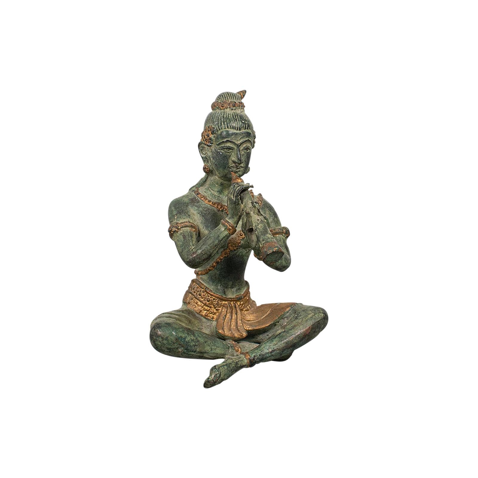 Antique Decorative Figure, Oriental, Bronze, Statue, Study, Musician, circa 1900
