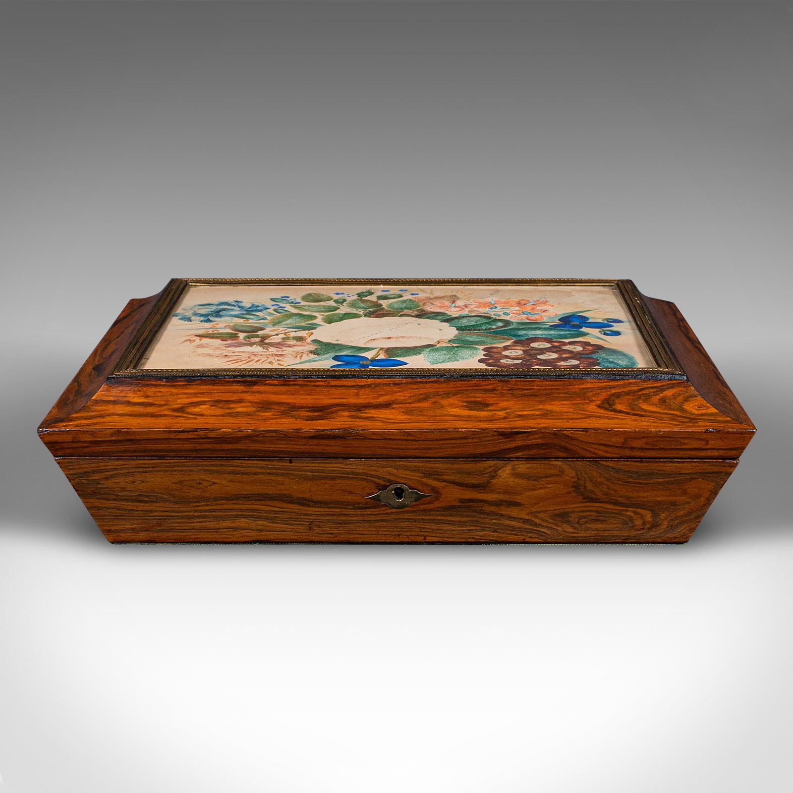British Antique Decorative Finery Box, English, Jewellery, Keepsake, Regency, Circa 1830 For Sale