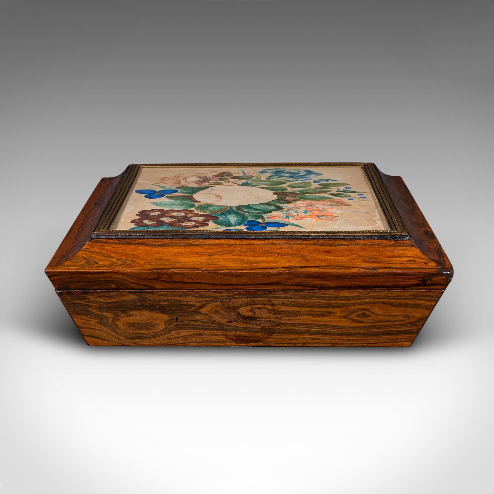 19th Century Antique Decorative Finery Box, English, Jewellery, Keepsake, Regency, Circa 1830 For Sale