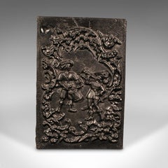 Antike dekorative Feuerrückwand aus Gusseisen, viktorianisch, um 1850