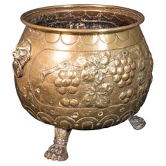 Used Decorative Fireside Bin, English, Brass, Fire Bucket, Georgian, c.1800