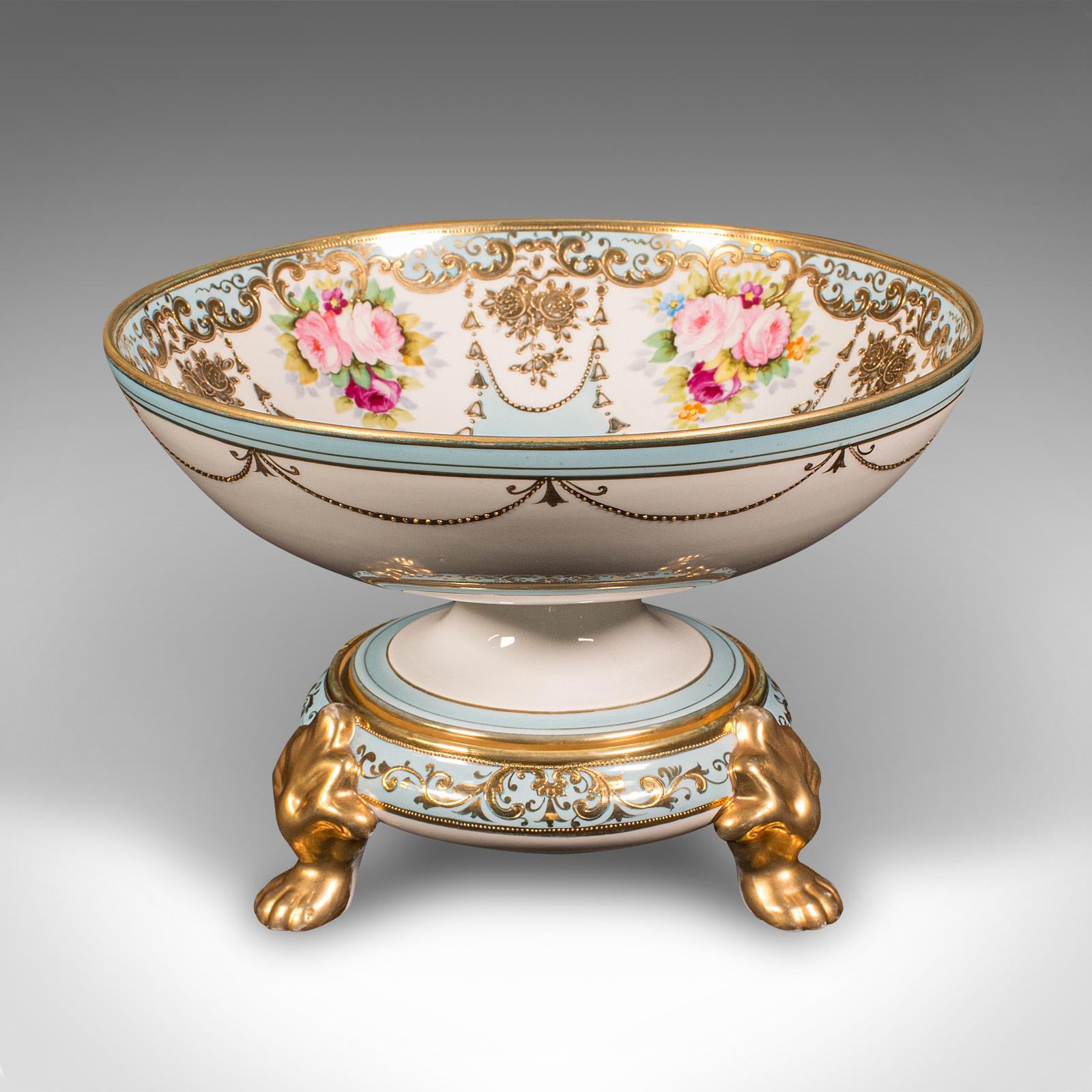 Antike dekorative Schale mit Fuß, japanisch, Keramik-Servierschale, Noritake, um 1920 (Sonstiges) im Angebot