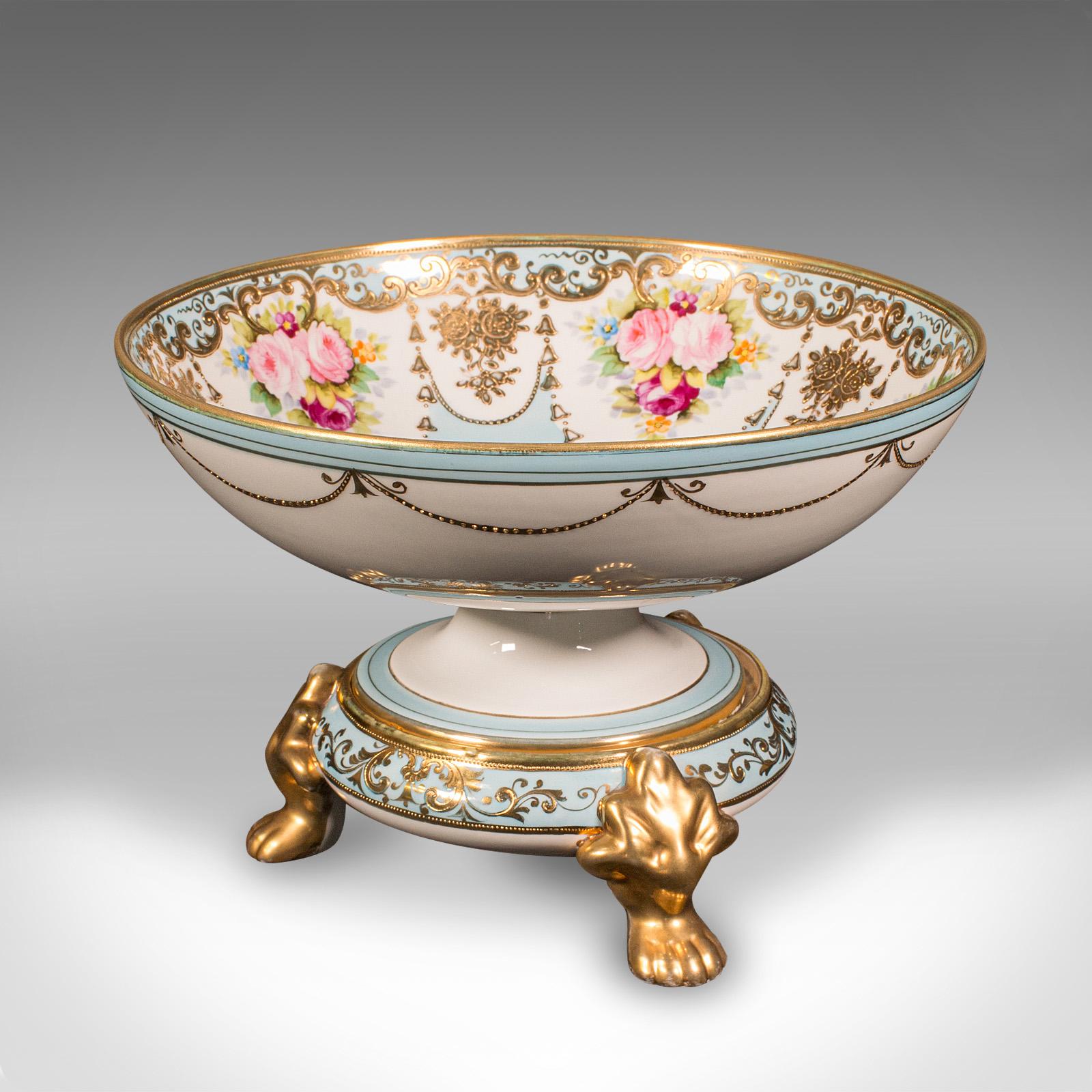 Antike dekorative Schale mit Fuß, japanisch, Keramik-Servierschale, Noritake, um 1920 (Japanisch) im Angebot