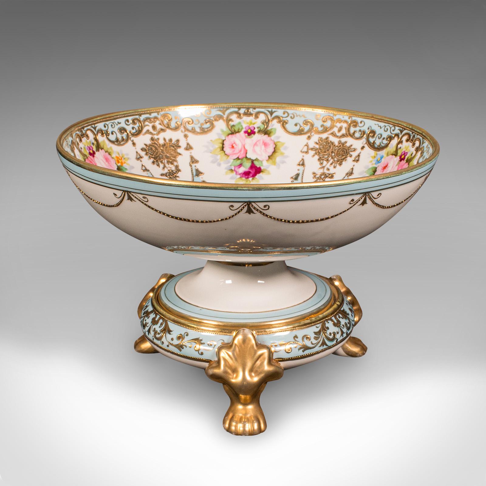 Antike dekorative Schale mit Fuß, japanisch, Keramik-Servierschale, Noritake, um 1920 im Zustand „Gut“ im Angebot in Hele, Devon, GB