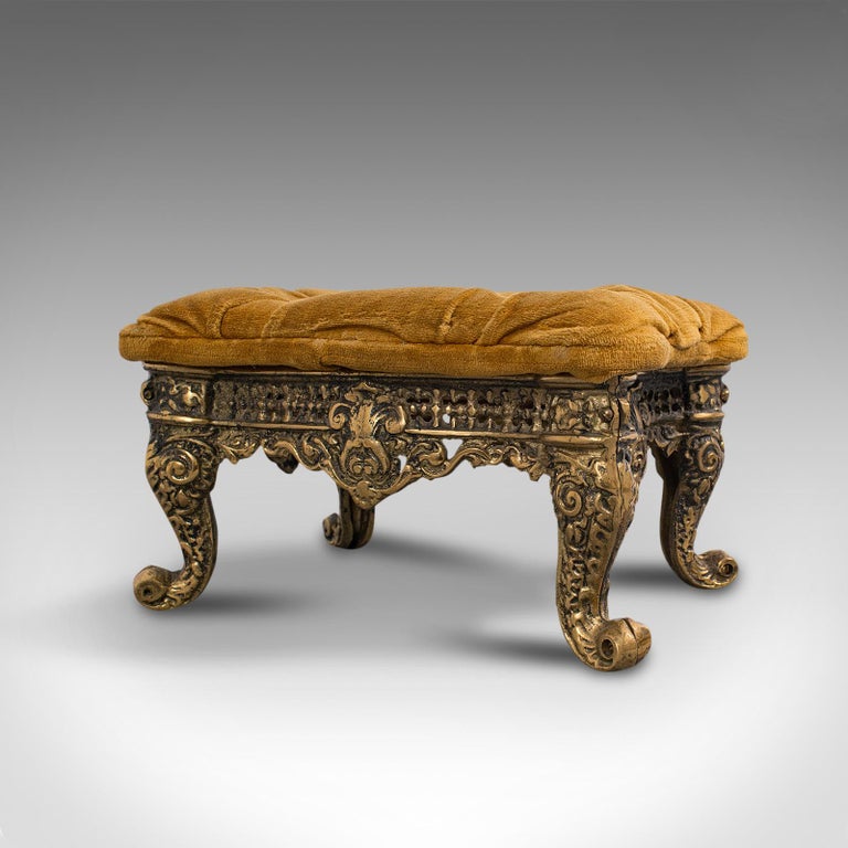Antique Decorative Footstool, Italian, Gilt, Stool, Baroque Revival