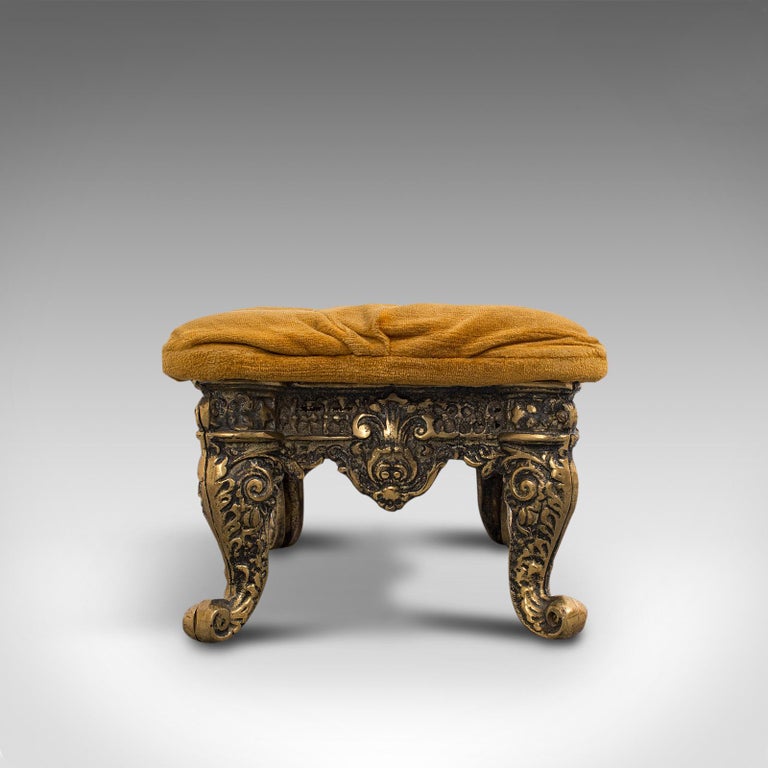 Antique Decorative Footstool, Italian, Gilt, Stool, Baroque Revival