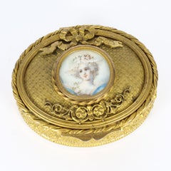 Antique Decorative French Oval Ormolu Pill Box 19th C