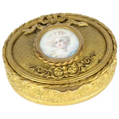 Used Decorative French Oval Ormolu Pill Box 19th C
