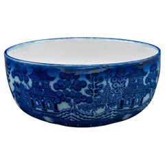 Antique Decorative Fruit Bowl, English, Ceramic, Serving Dish, Willow, Victorian