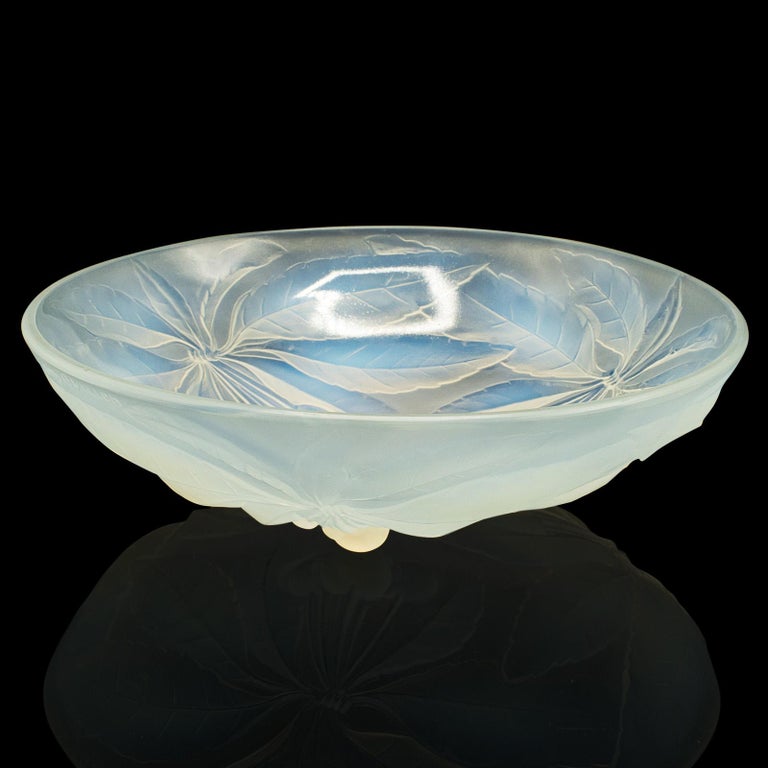 Antique Decorative Fruit Bowl, French, Lead Glass, Dish, Art Deco