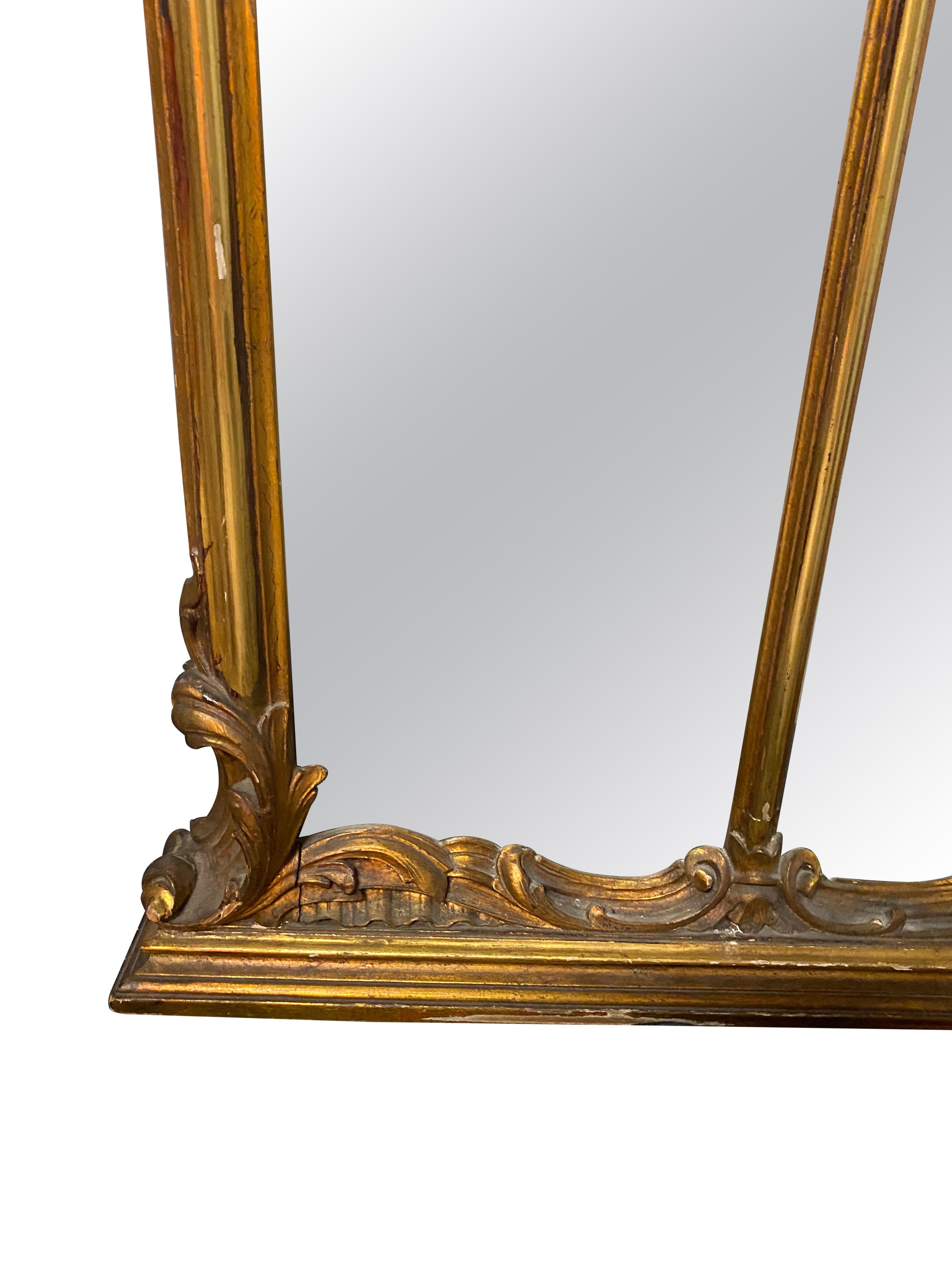Neoclassical Antique, Decorative, Giltwood, Full Length Mirror  For Sale