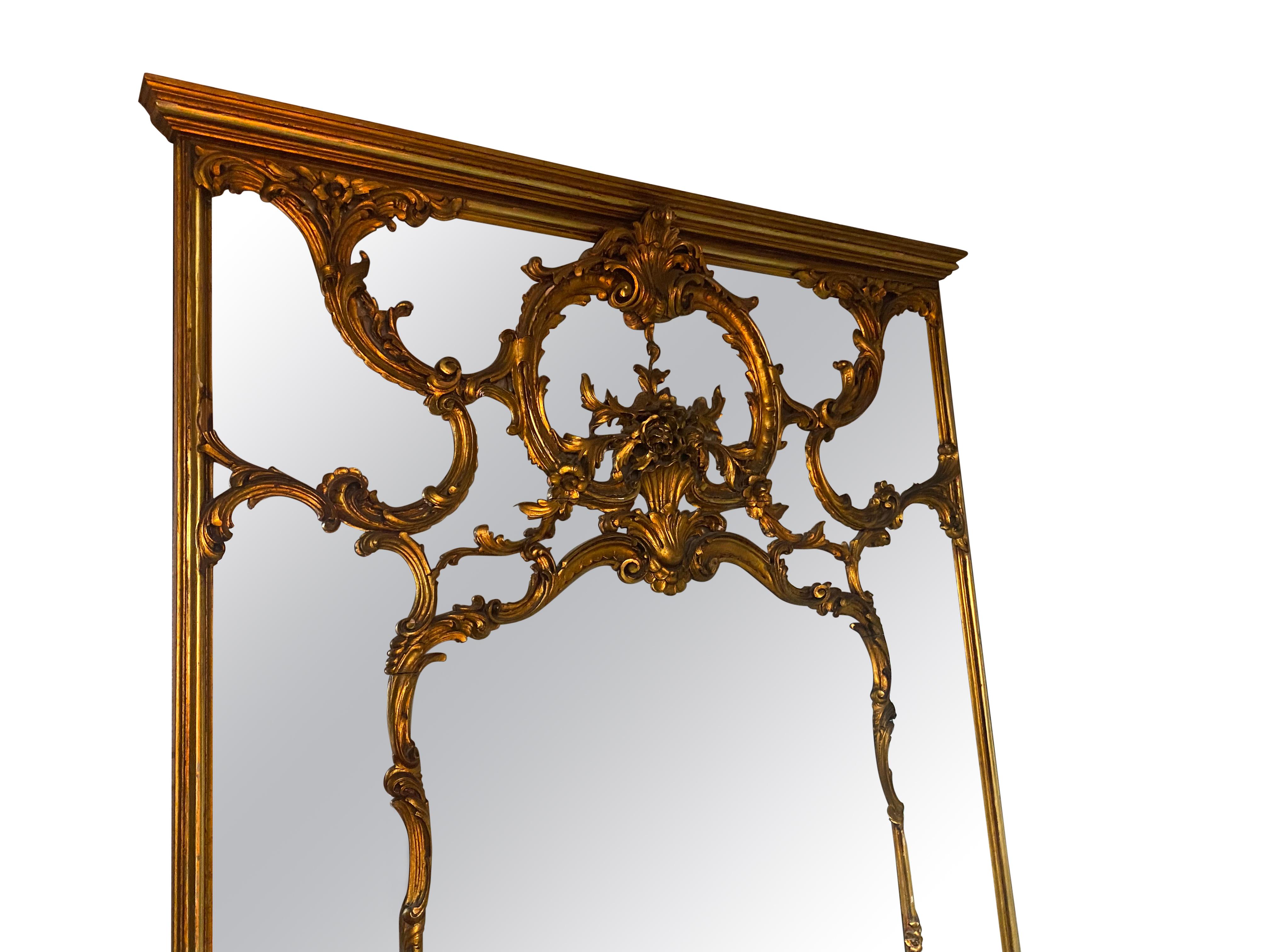 Antique, Decorative, Giltwood, Full Length Mirror  For Sale 1