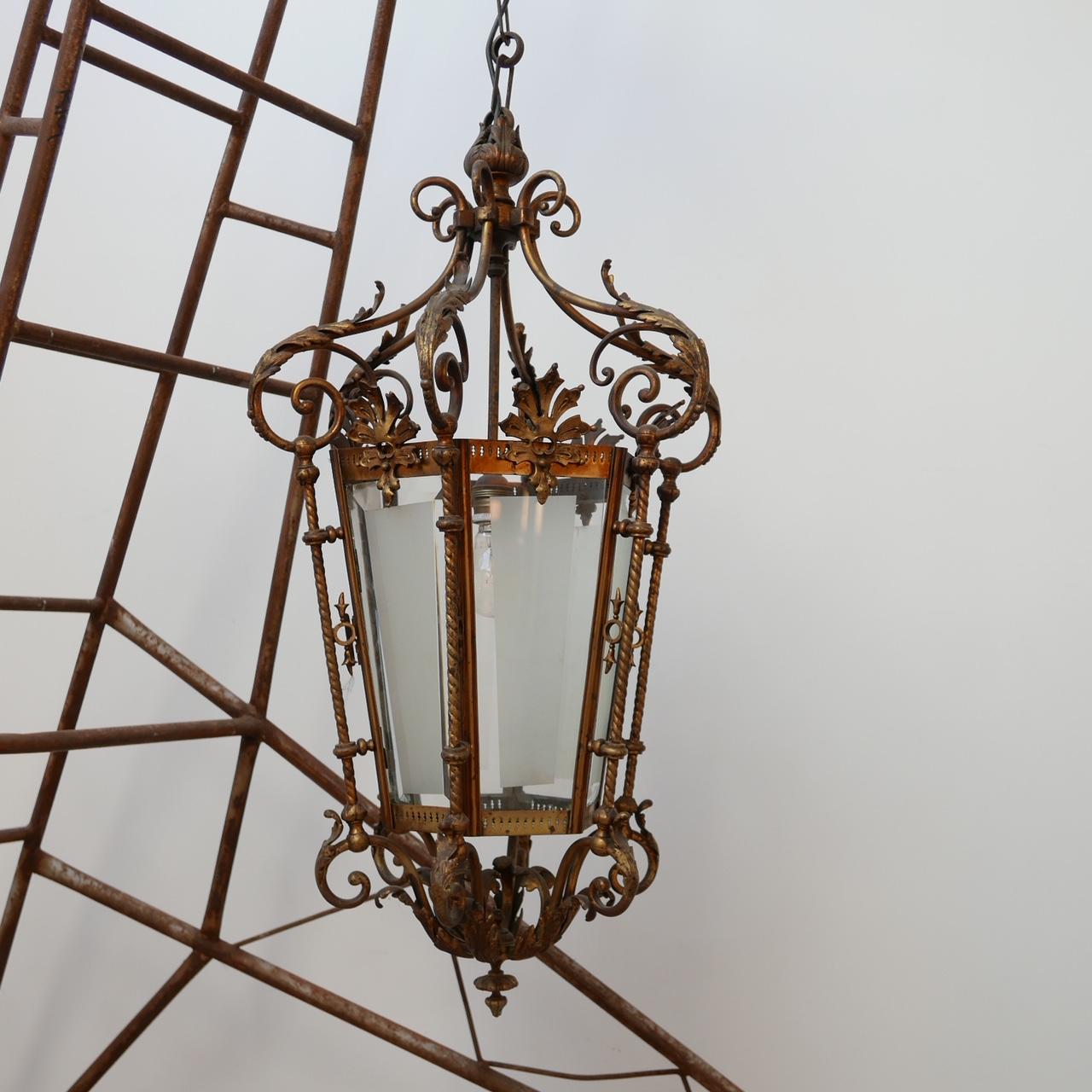 Antique Decorative Gilt Brass Lantern Pendant Light 2