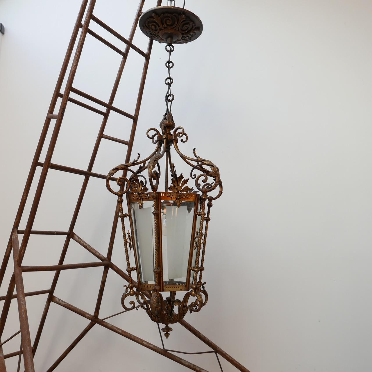 Antique Decorative Gilt Brass Lantern Pendant Light 3