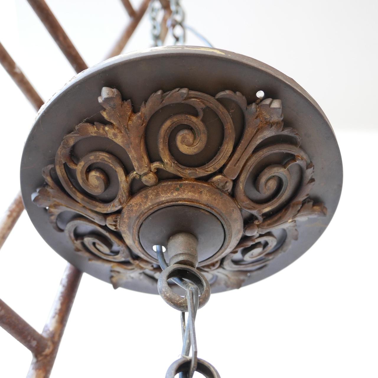 20th Century Antique Decorative Gilt Brass Lantern Pendant Light