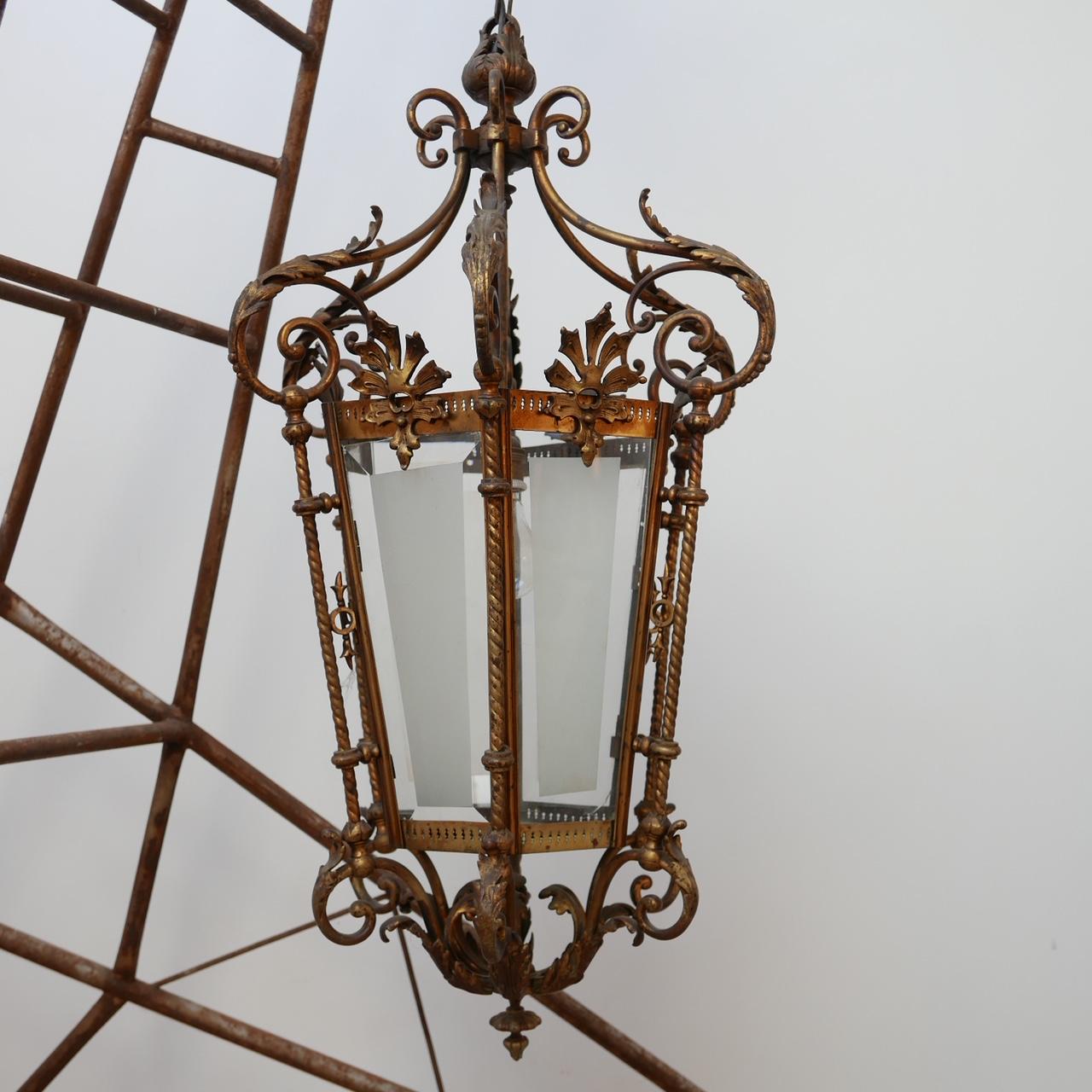 Antique Decorative Gilt Brass Lantern Pendant Light 1