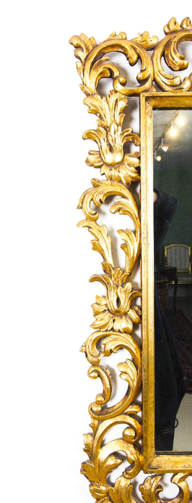 Italian Antique Decorative Giltwood Mirror, 19th Century