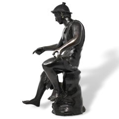 Antique Decorative Grand Tour Fisherman Bronze Sculpture Giorgio Sommer