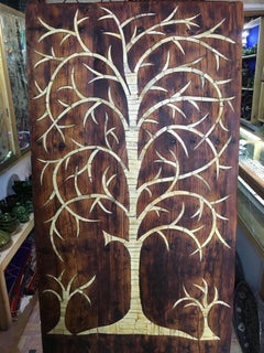 19th Century Decorative Heavy Wood Moroccan Front Door, Ornate Bone Inlay Design