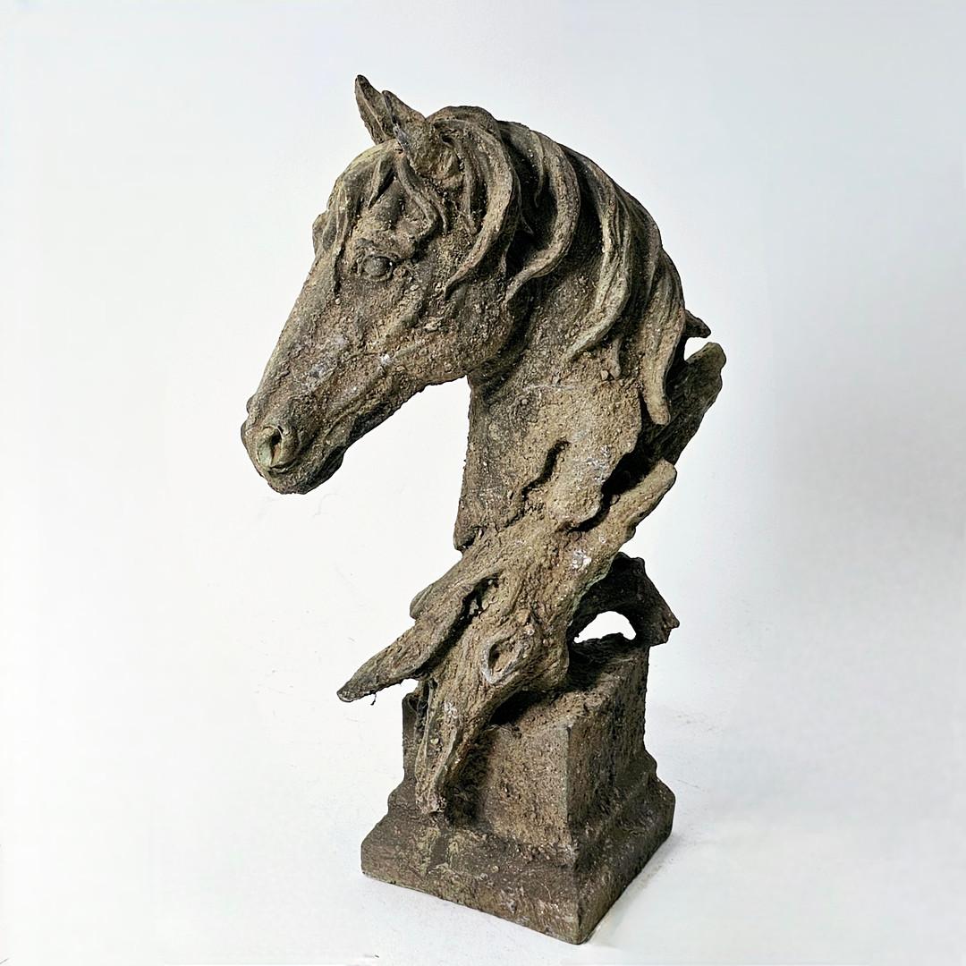 Art Deco Antique Horse Head, Decorative Iron Figurine Busts Home Decor Plinth Metal Head For Sale