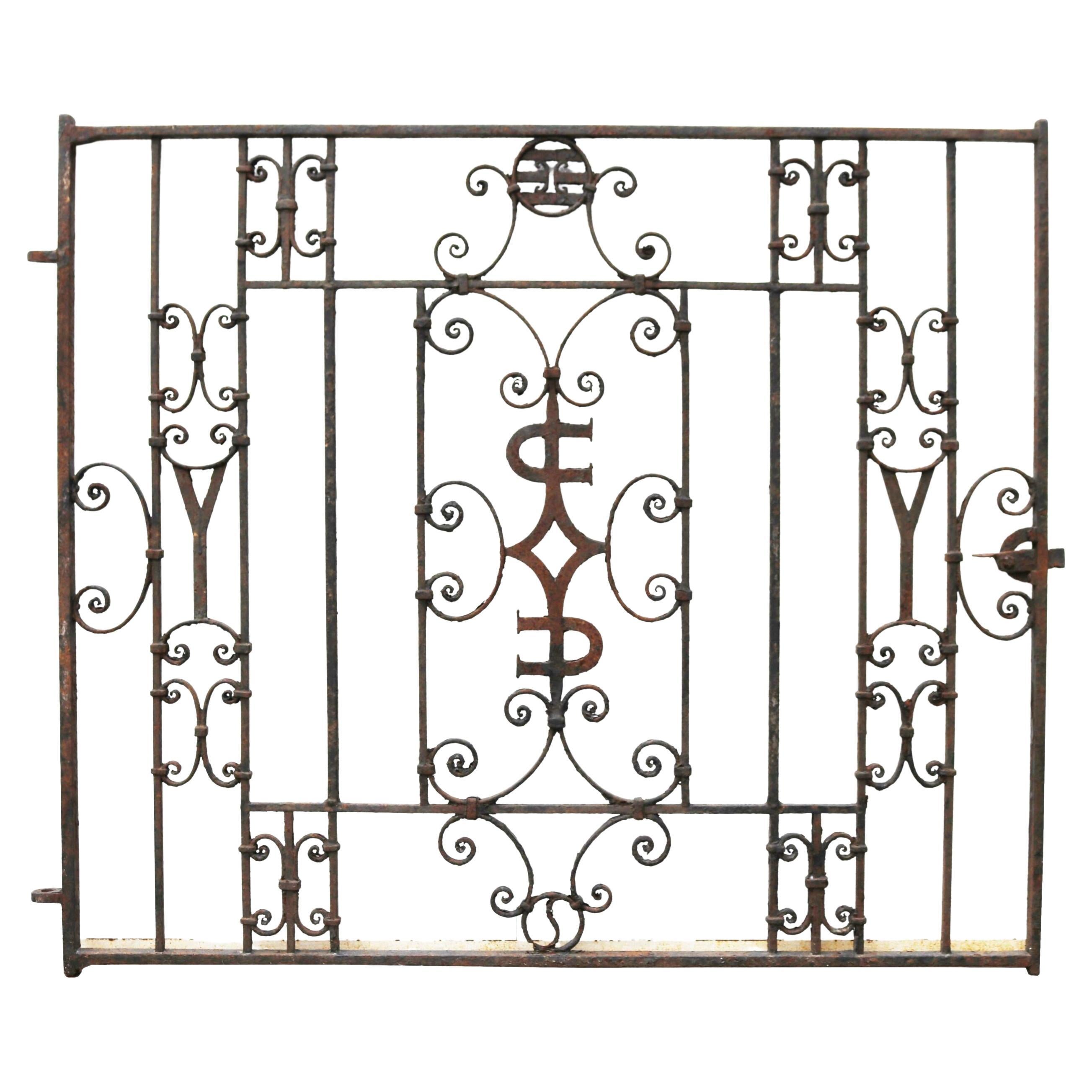 Antique Decorative Iron Garden Gate For Sale
