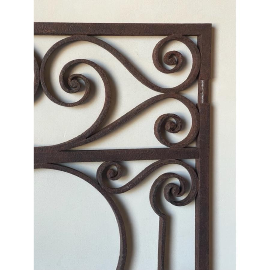 French Antique Decorative Iron Window Grid For Sale