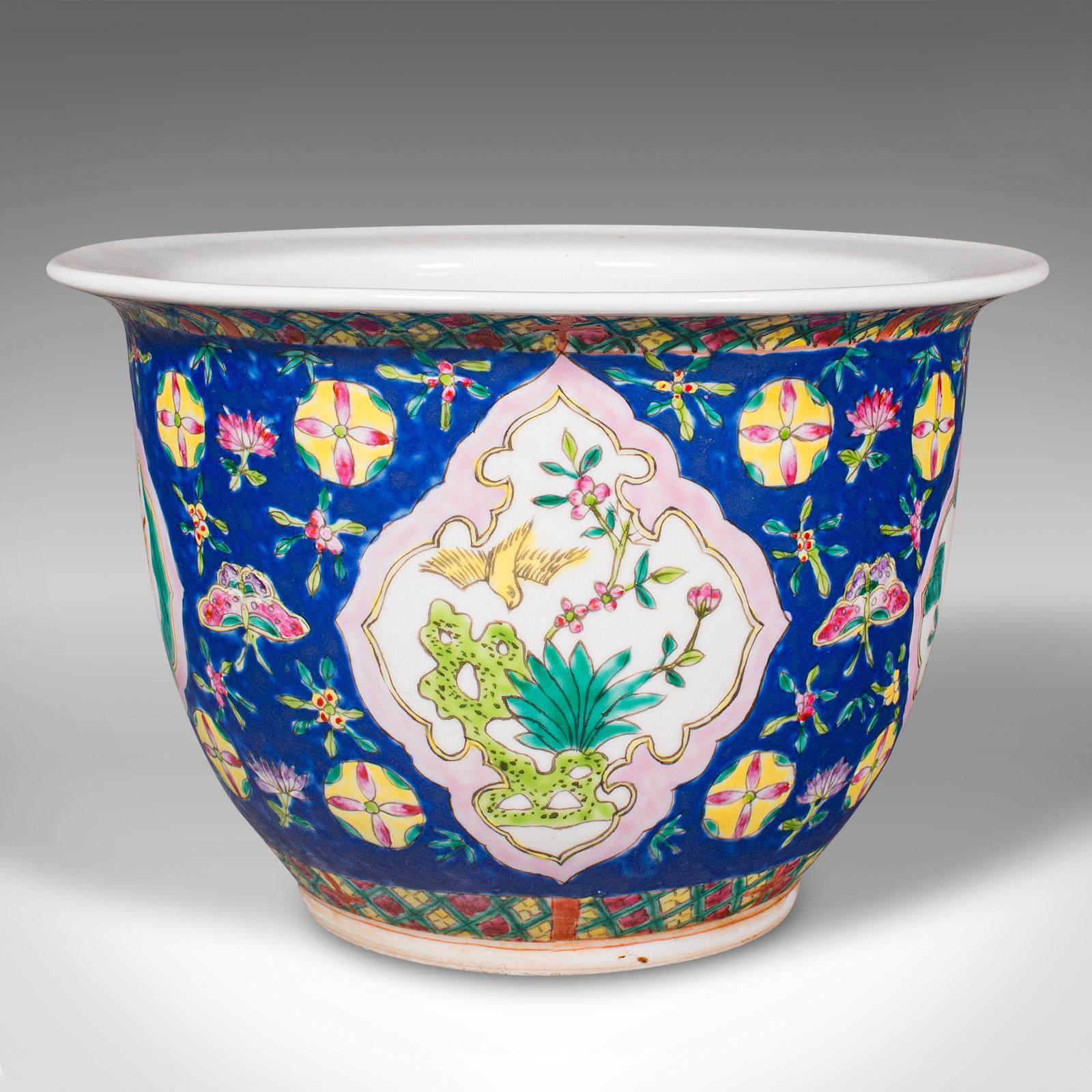 19th Century Antique Decorative Jardiniere, Chinese, Ceramic Planter, Qing Dynasty, Victorian For Sale