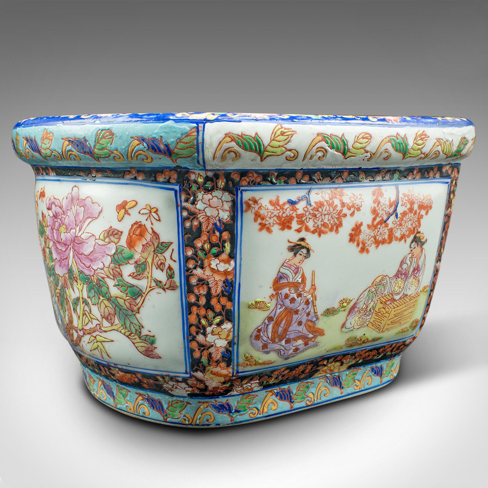 Antique Decorative Jardiniere, Chinese, Ceramic, Planter, Victorian, Circa 1900 4