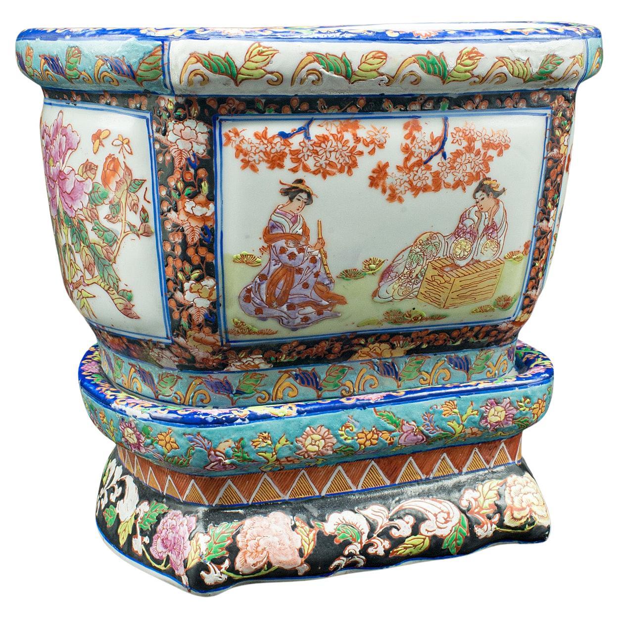 Antique Decorative Jardiniere, Chinese, Ceramic, Planter, Victorian, Circa 1900