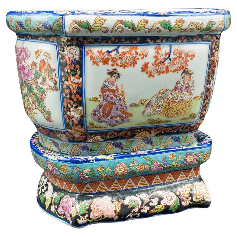 Antique Decorative Jardiniere, Chinese, Ceramic, Planter, Victorian, Circa  1900 For Sale at 1stDibs
