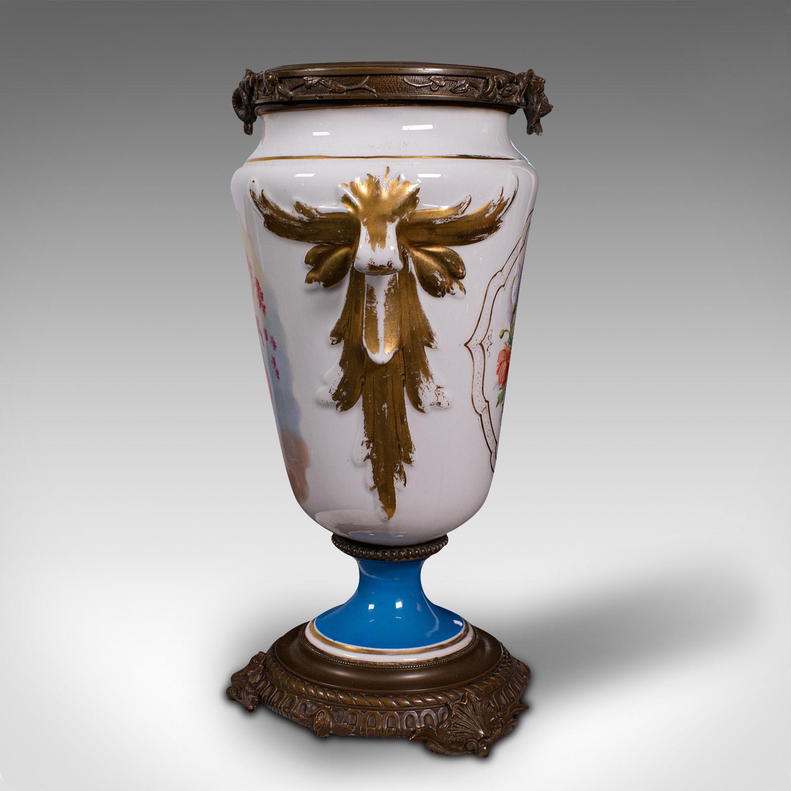 19th Century Antique Decorative Jardiniere, French, Ceramic, Display Planter, Vase, Victorian For Sale