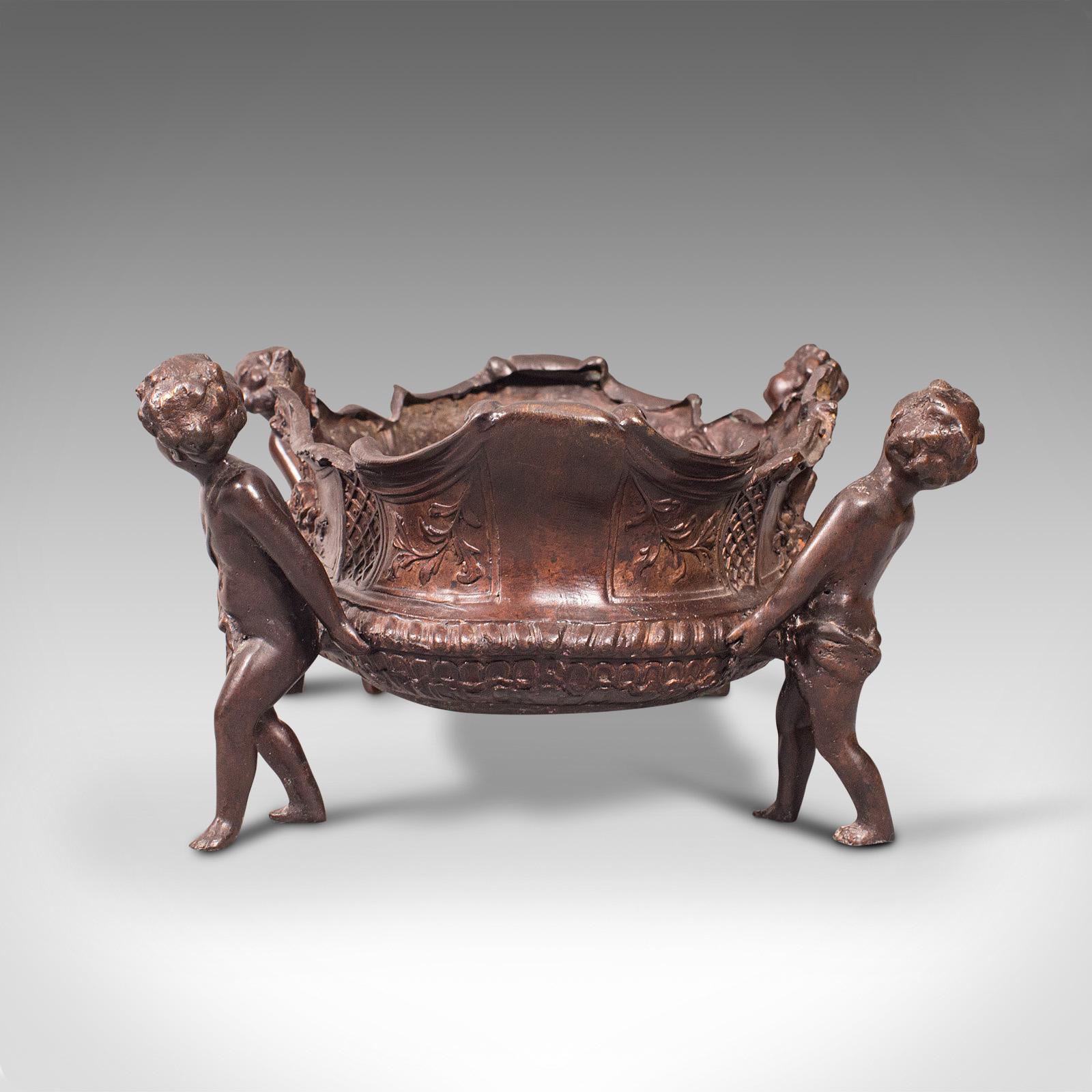 Bronze Jardinière décorative italienne ancienne, bronze, plateau, bol de service, victorienne en vente