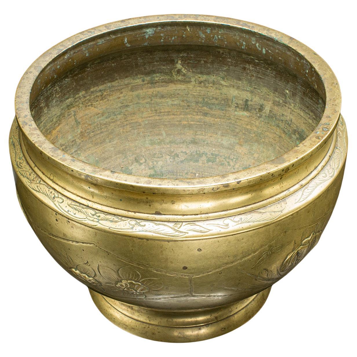 Antique Decorative Jardiniere, Japanese, Brass, Planter Pot, Victorian, C.1870