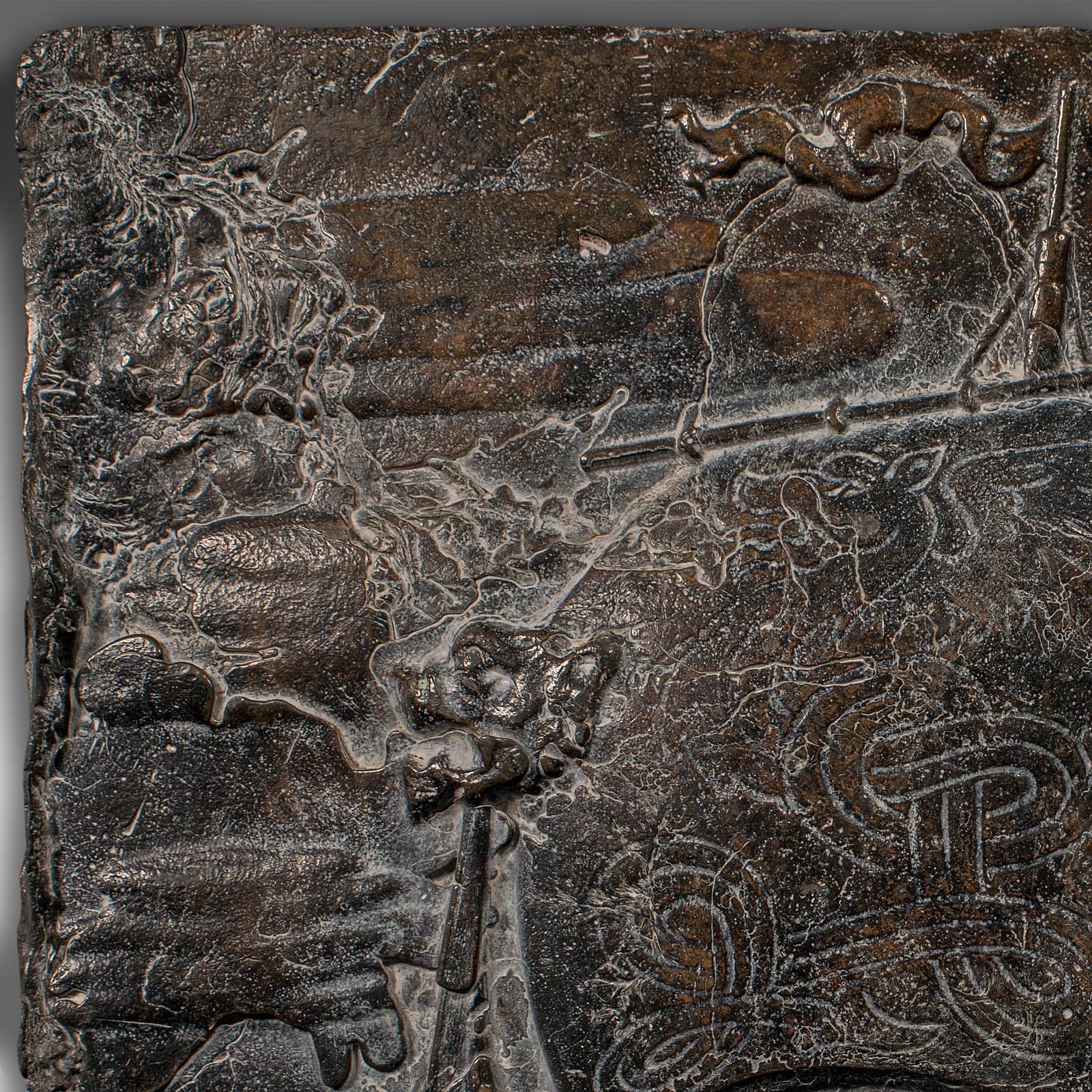 Antike dekorative Bleiplakette, skandinavisch, Viking, Arts and Crafts, viktorianisch im Zustand „Gut“ im Angebot in Hele, Devon, GB