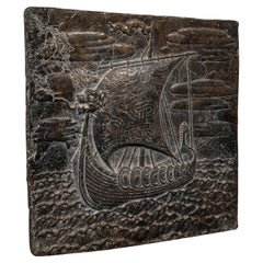 Plaque décorative antique scandinave, Viking, Arts and Crafts, Victorienne