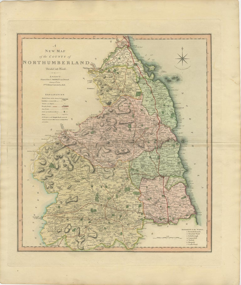 Map Of Northumberland Towns Antique Decorative Map Of The County Of Northumberland, England, 1804 For  Sale At 1Stdibs