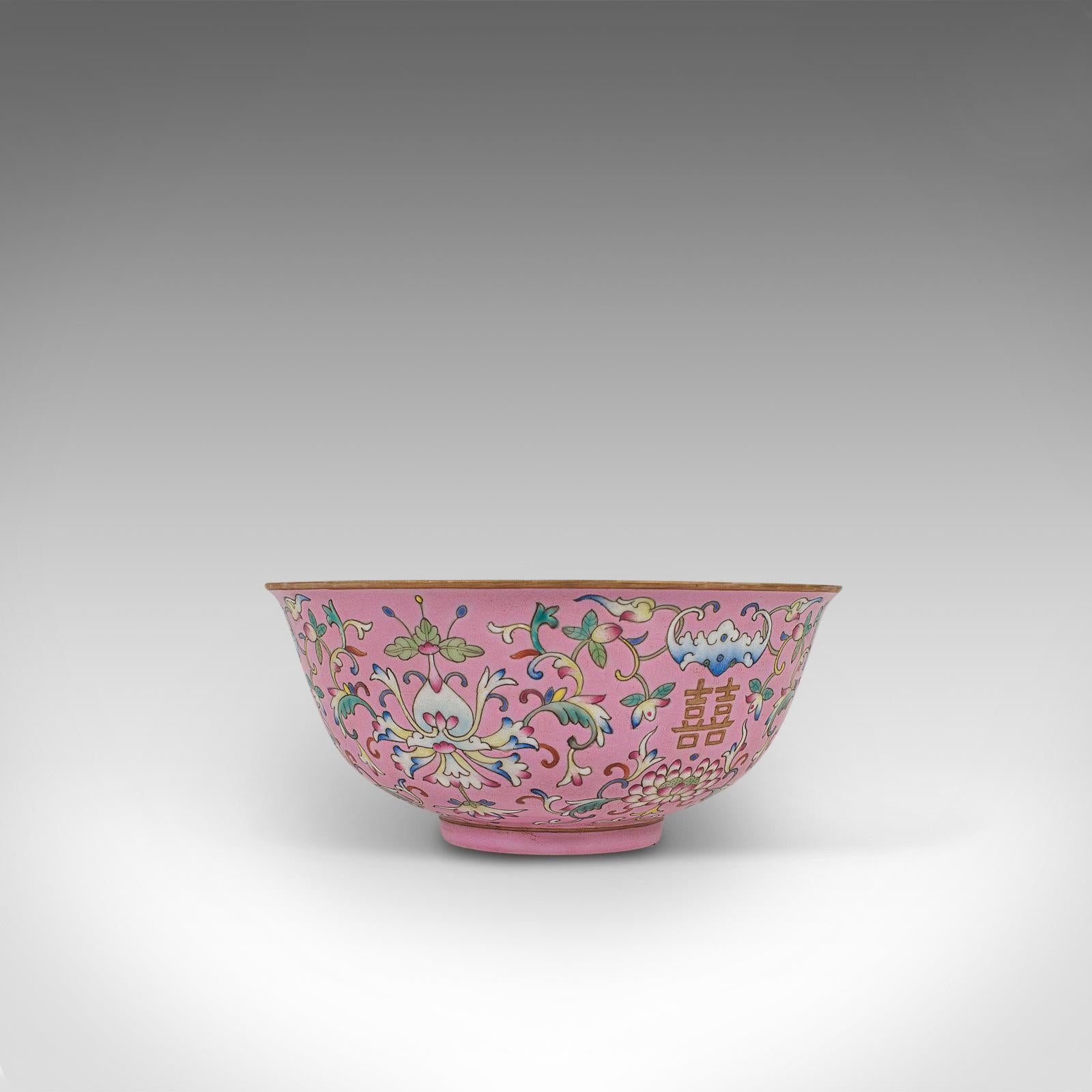 19th Century Antique Decorative Marriage Bowl, Chinese, Ceramic, Ceremonial, Dish, circa 1880