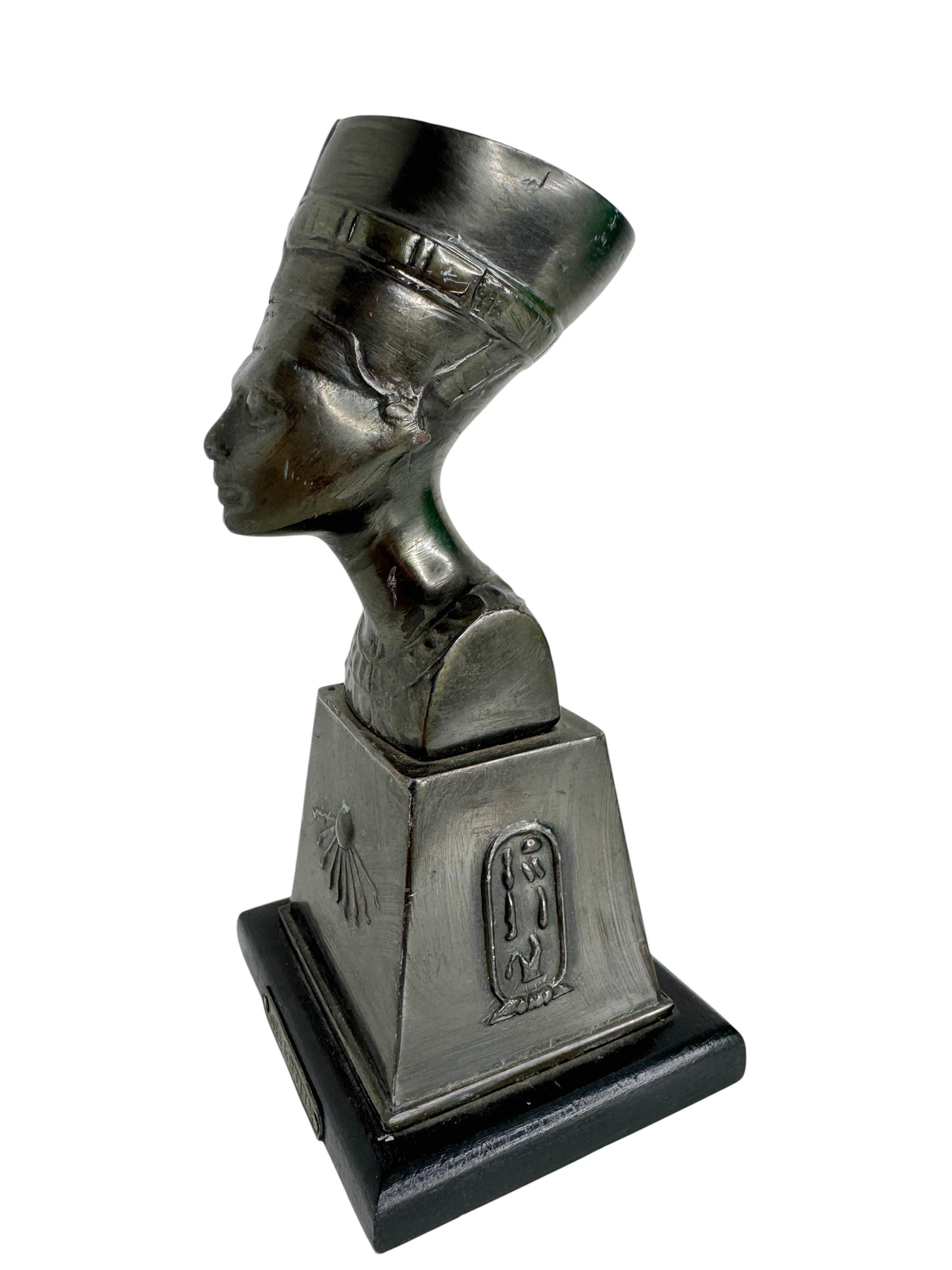 A classic antique decorative Bust statue. Some wear with a nice patina, but this is old-age. Made of metal and a wooden base. Very decorative and nice to display in your library or any room. Found at an Estate Sale in the City of Colmar, Alsace,