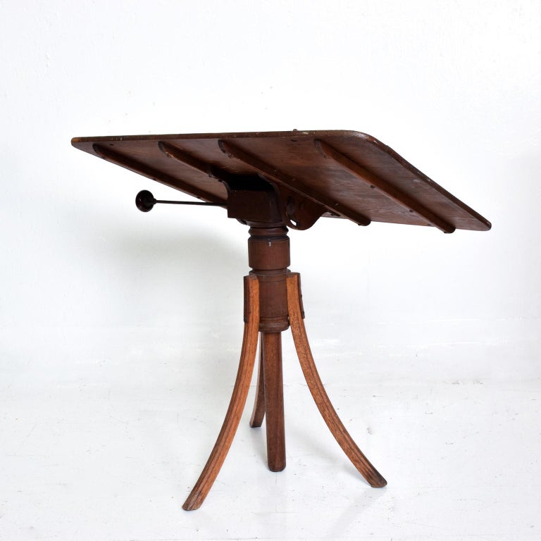 Antique Decorative Oak Drafting Table Adjustable Artist For Sale at 1stDibs