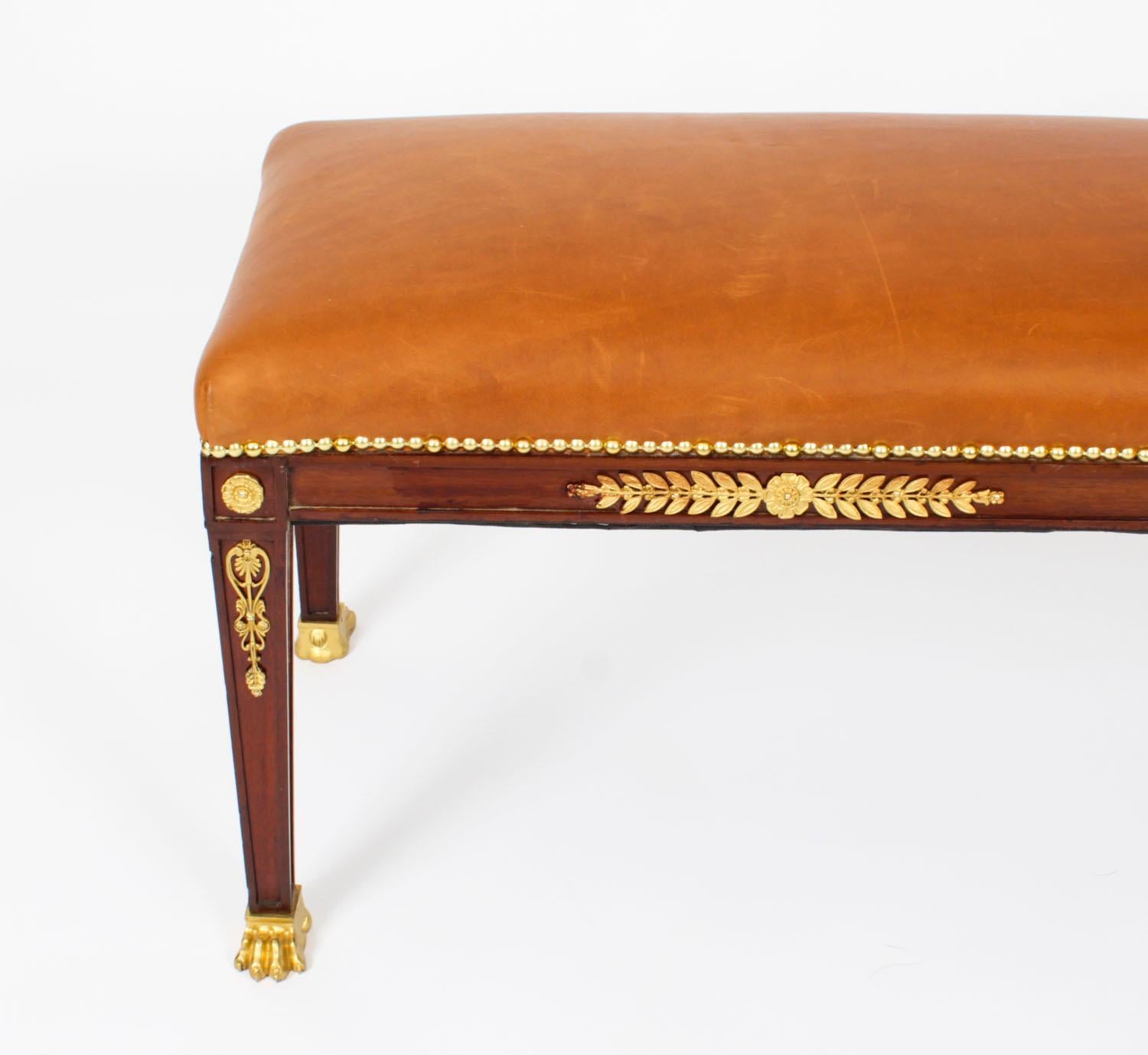Antique Decorative Ormolu Mounted French Empire Duet Stool 19th Century In Good Condition In London, GB