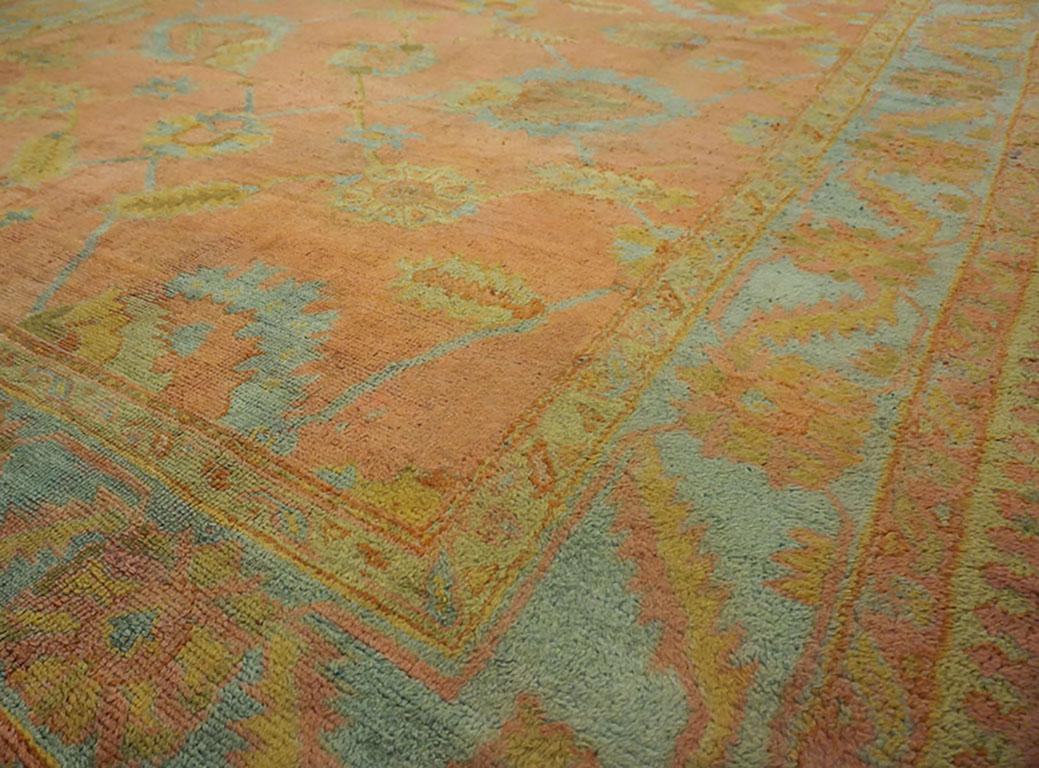 Wool 19th Century Turkish Oushak Carpet ( 11'2