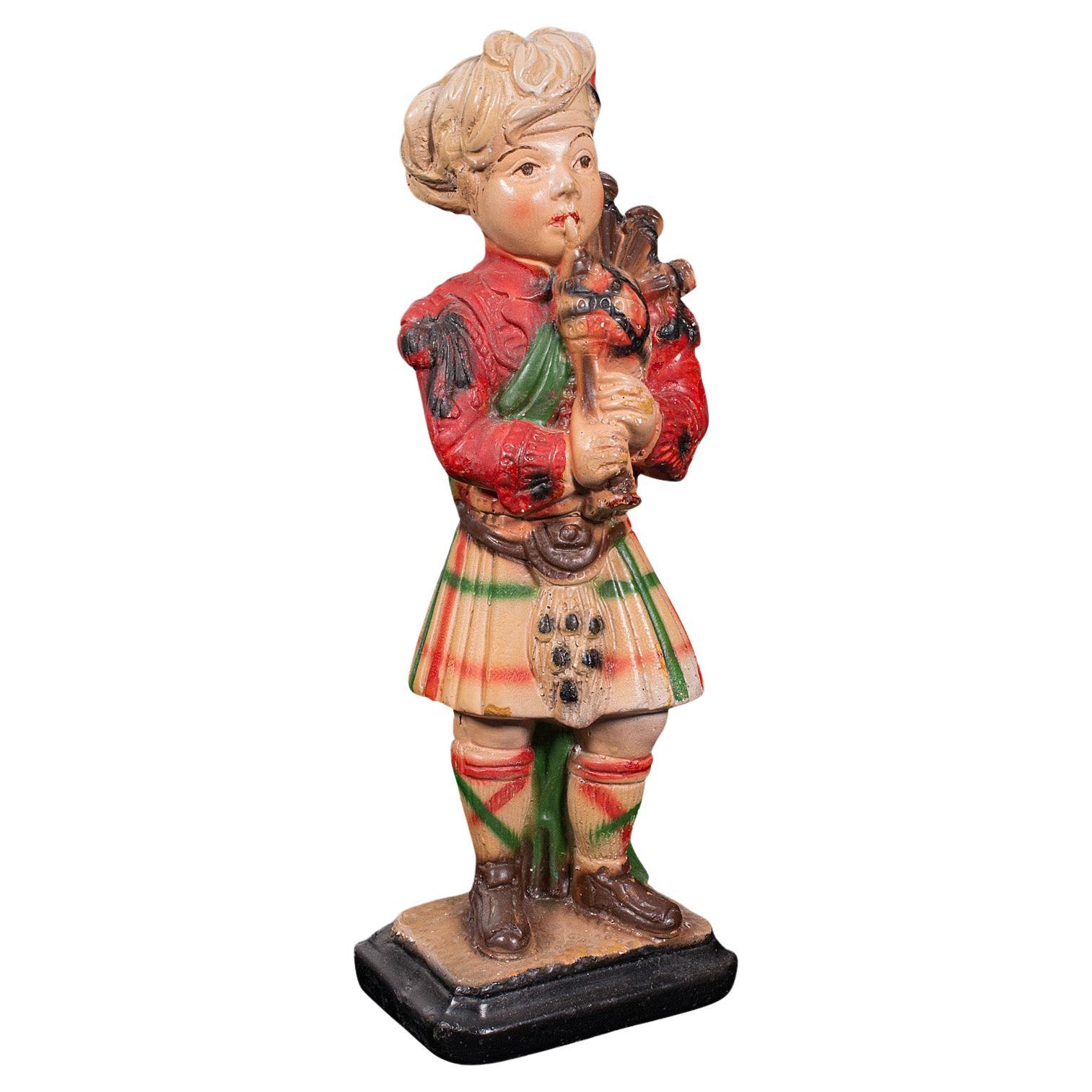 Antique Decorative Piper Figure, Scottish, Statue, After Scots Guards, Victorian For Sale