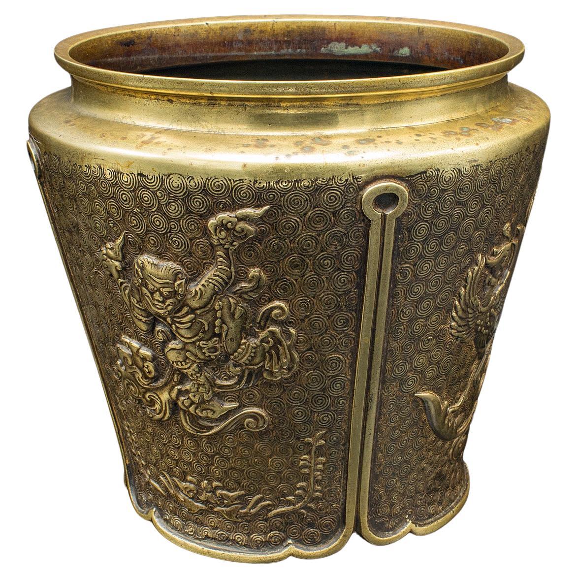 Antiker dekorativer Übertopf, Chinesisch, Bronze, Jardiniere, Qing Dynasty, Viktorianisch