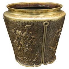 Ancienne jardinière décorative, chinoise, bronze, jardinière, dynastie Qing, victorienne